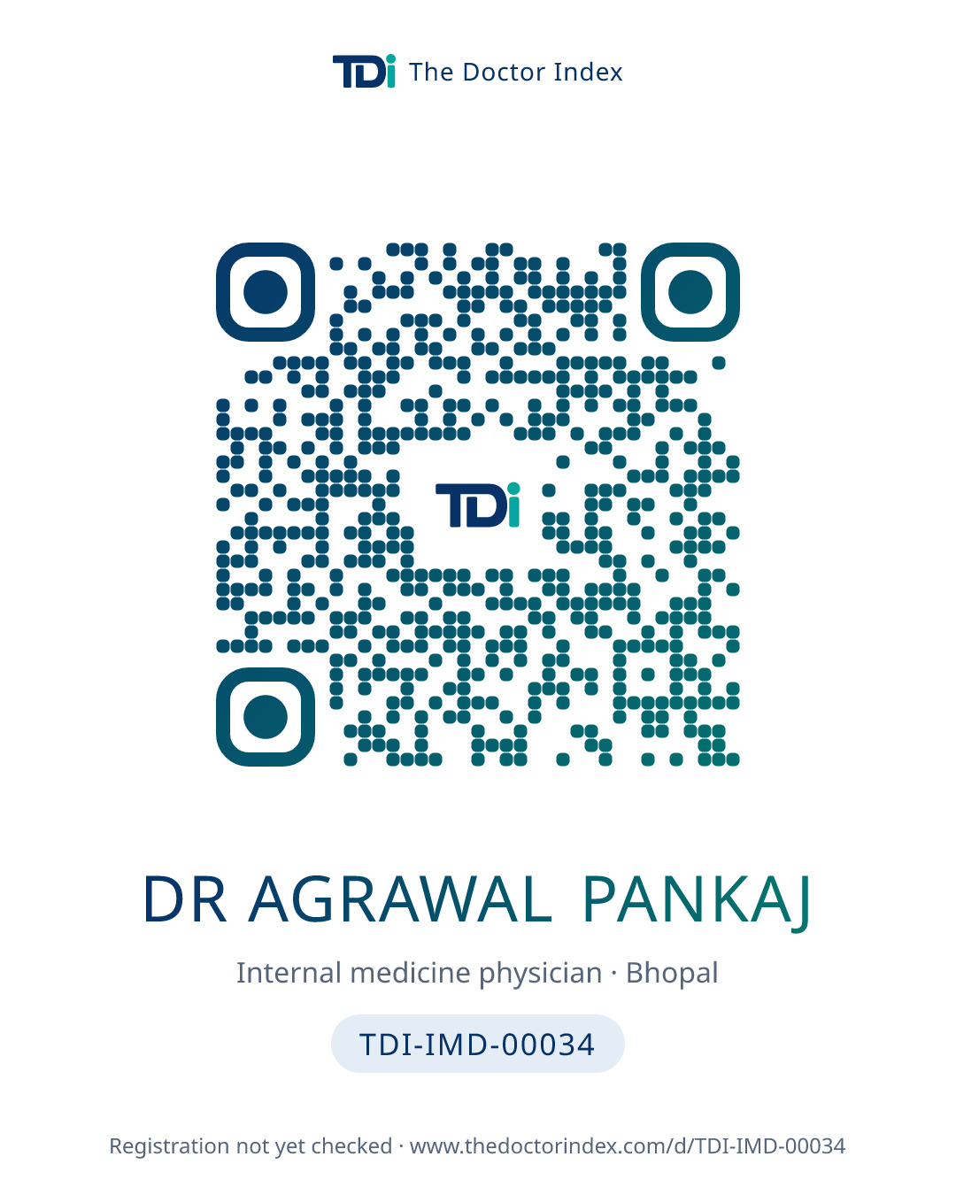 QR card for Dr Agrawal Pankaj, TDI-IMD-00034