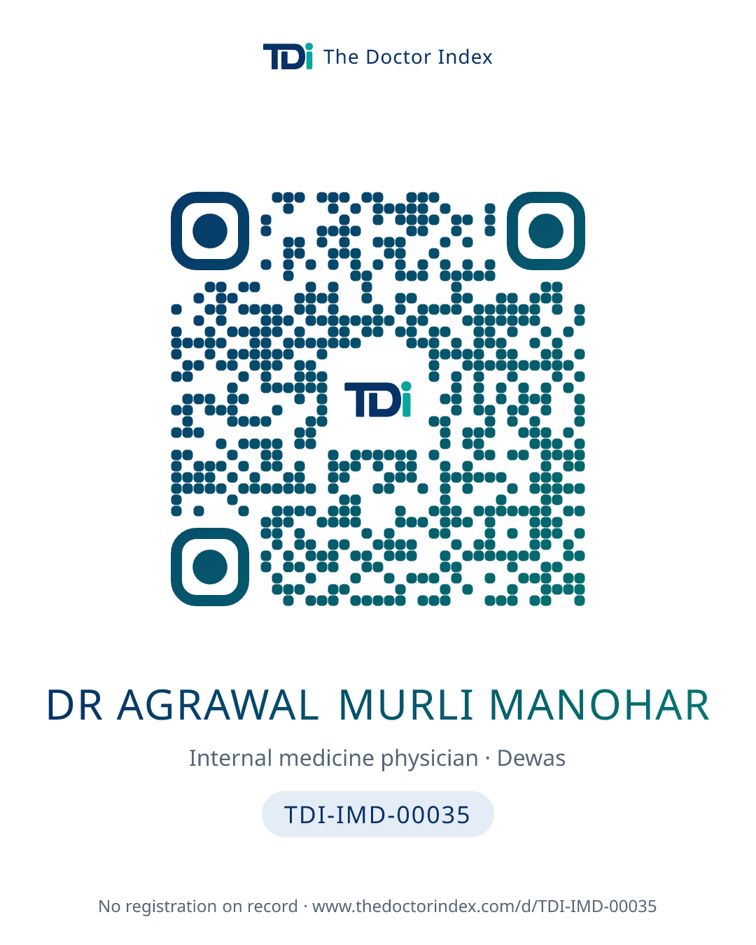 QR card for Dr Agrawal Murli Manohar, TDI-IMD-00035