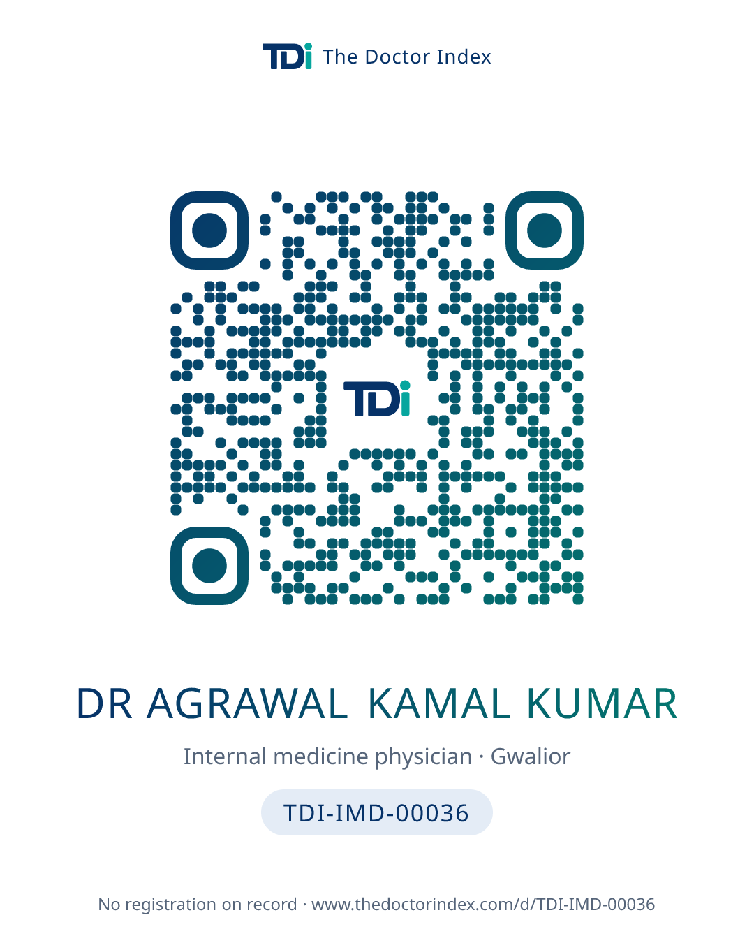 QR card for Dr Agrawal Kamal Kumar, TDI-IMD-00036