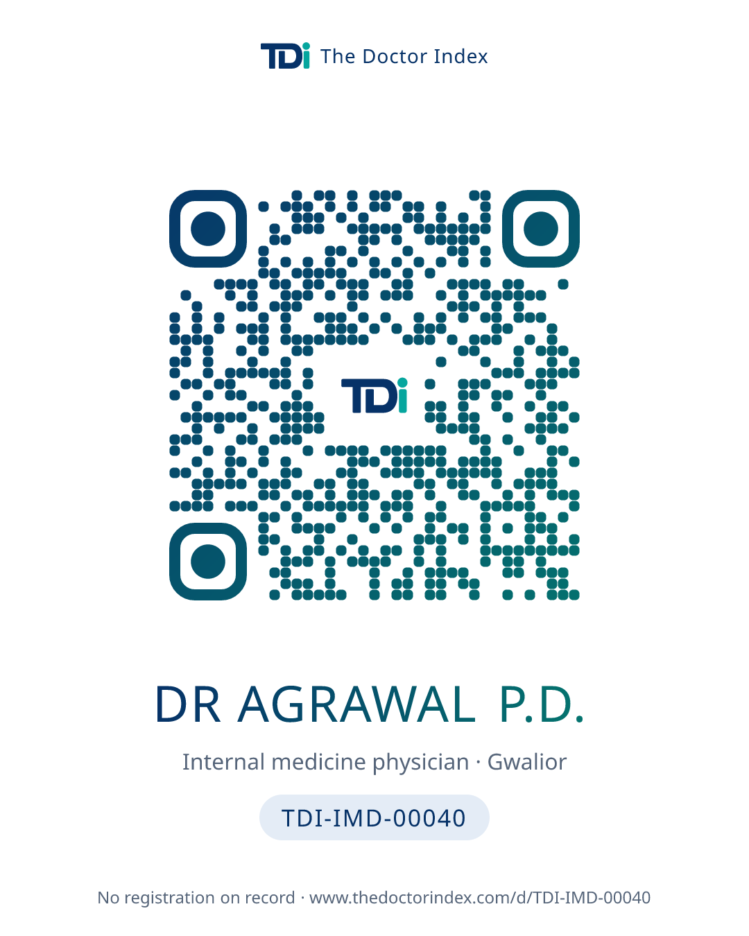 QR card for Dr Agrawal P.D., TDI-IMD-00040