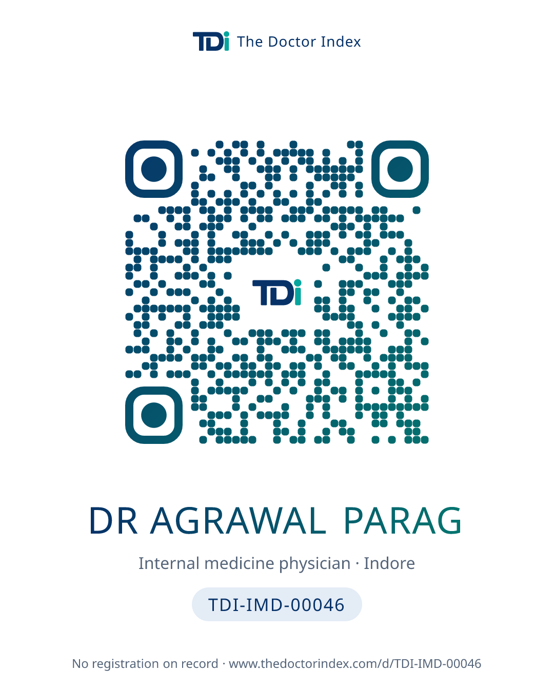 QR card for Dr Agrawal Parag, TDI-IMD-00046