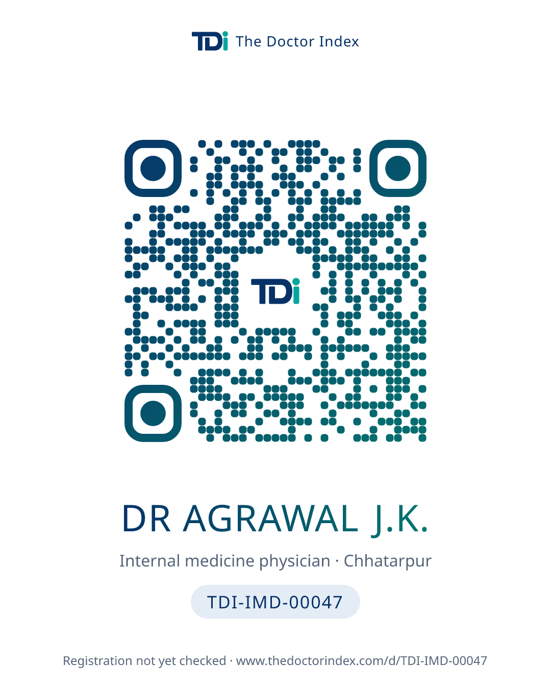 QR card for Dr Agrawal J.K., TDI-IMD-00047