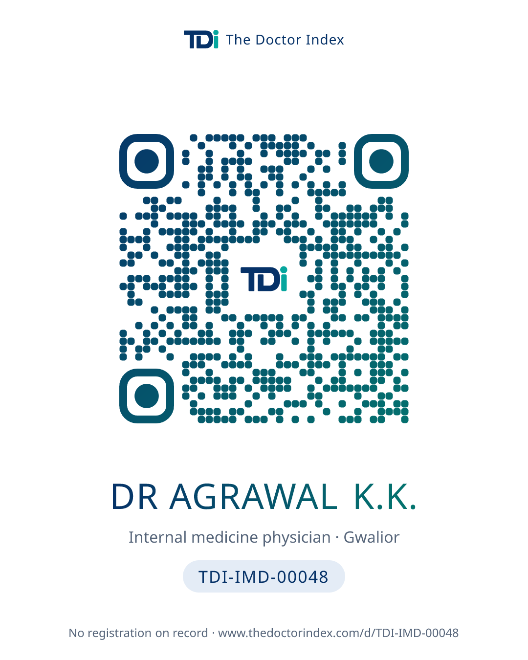 QR card for Dr Agrawal K.K., TDI-IMD-00048