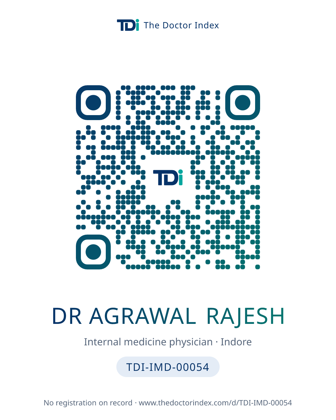 QR card for Dr Agrawal Rajesh, TDI-IMD-00054