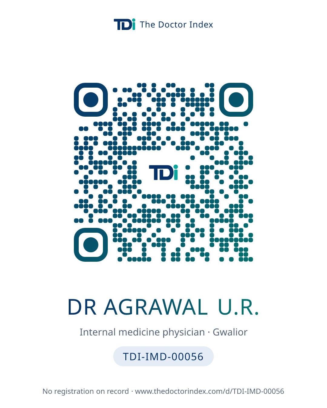 QR card for Dr Agrawal U.R., TDI-IMD-00056