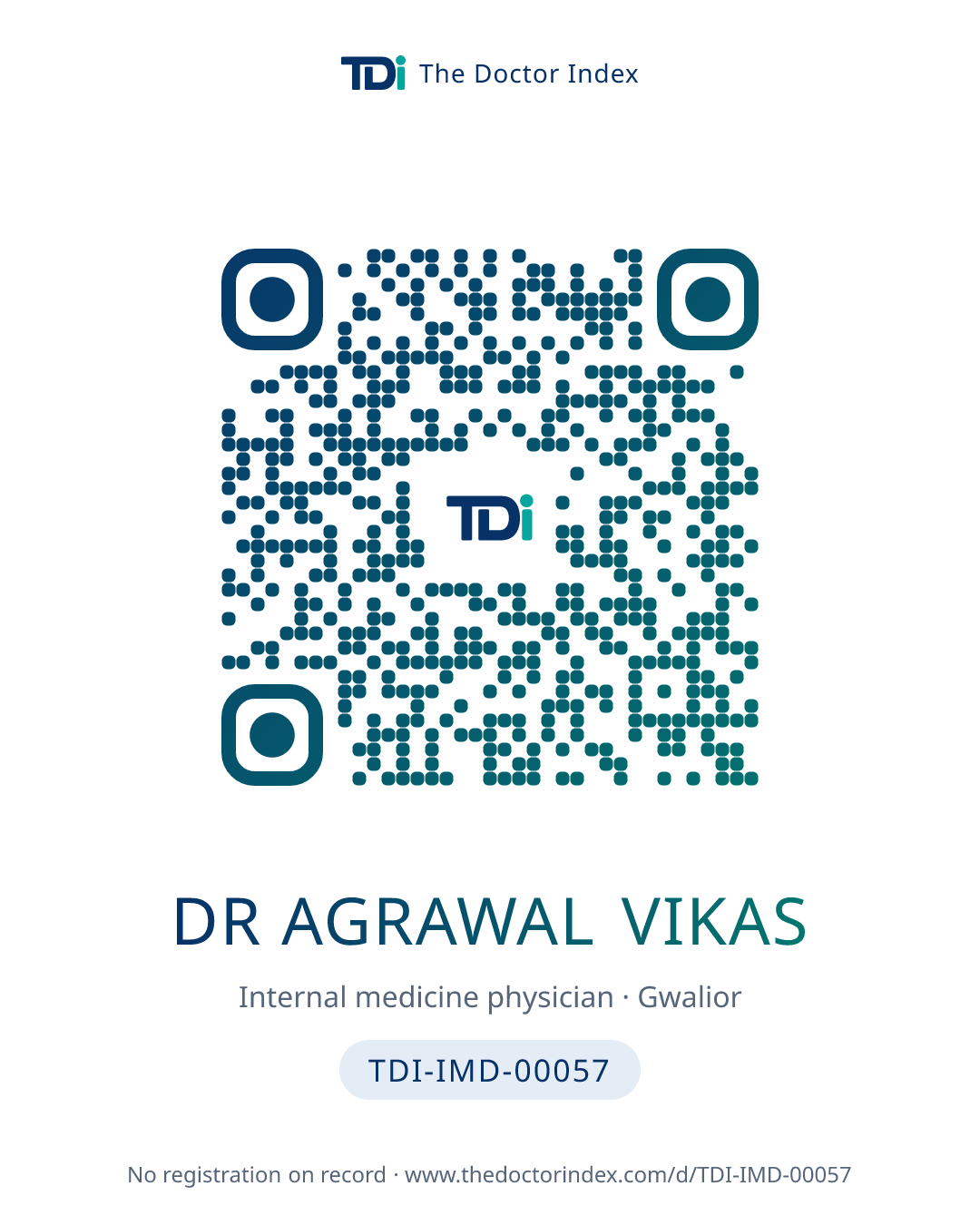 QR card for Dr Agrawal Vikas, TDI-IMD-00057