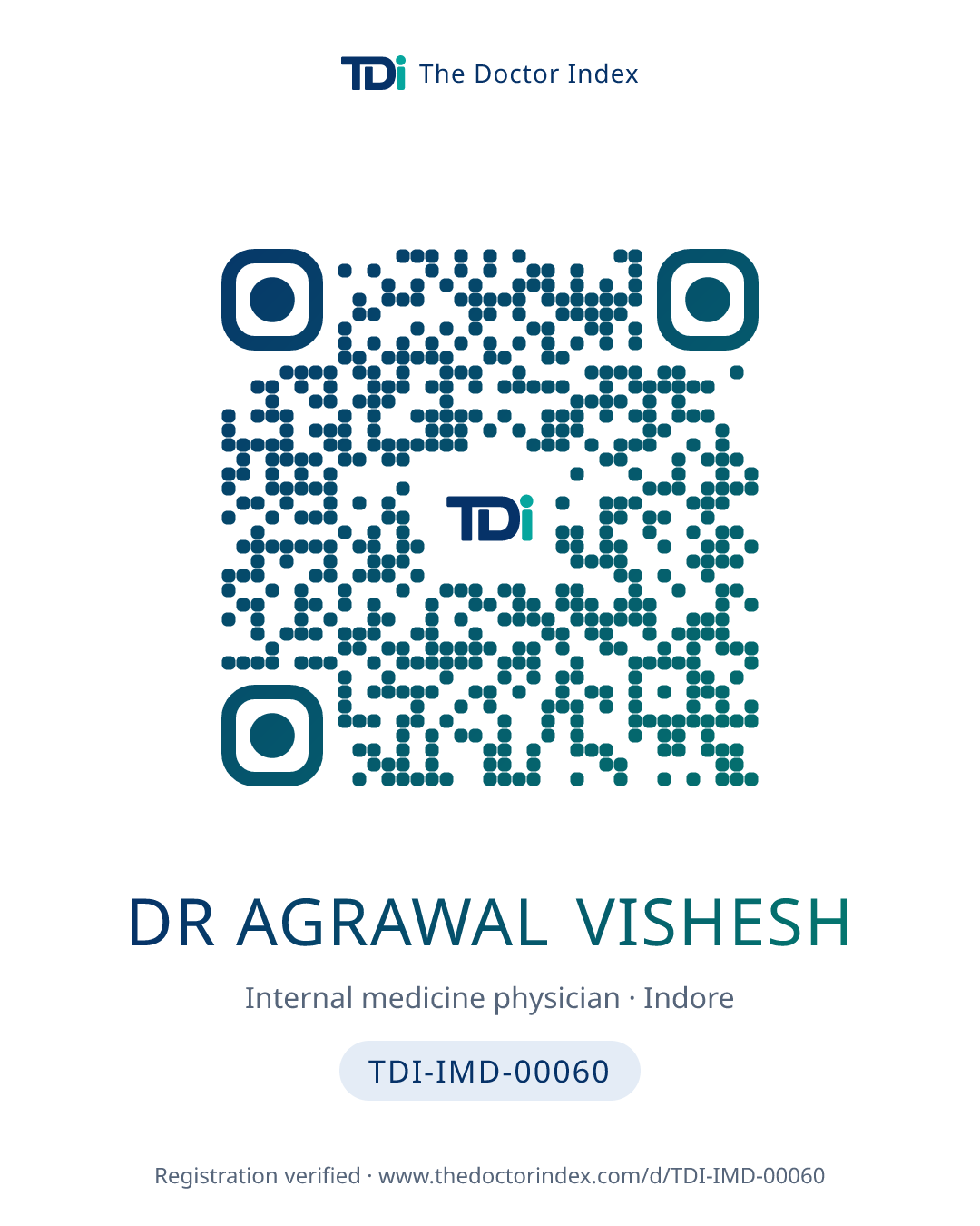 QR card for Dr Agrawal Vishesh, TDI-IMD-00060