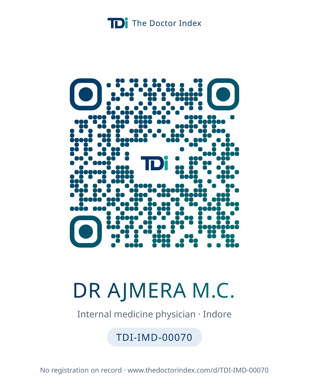 QR card for Dr Ajmera M.C., TDI-IMD-00070