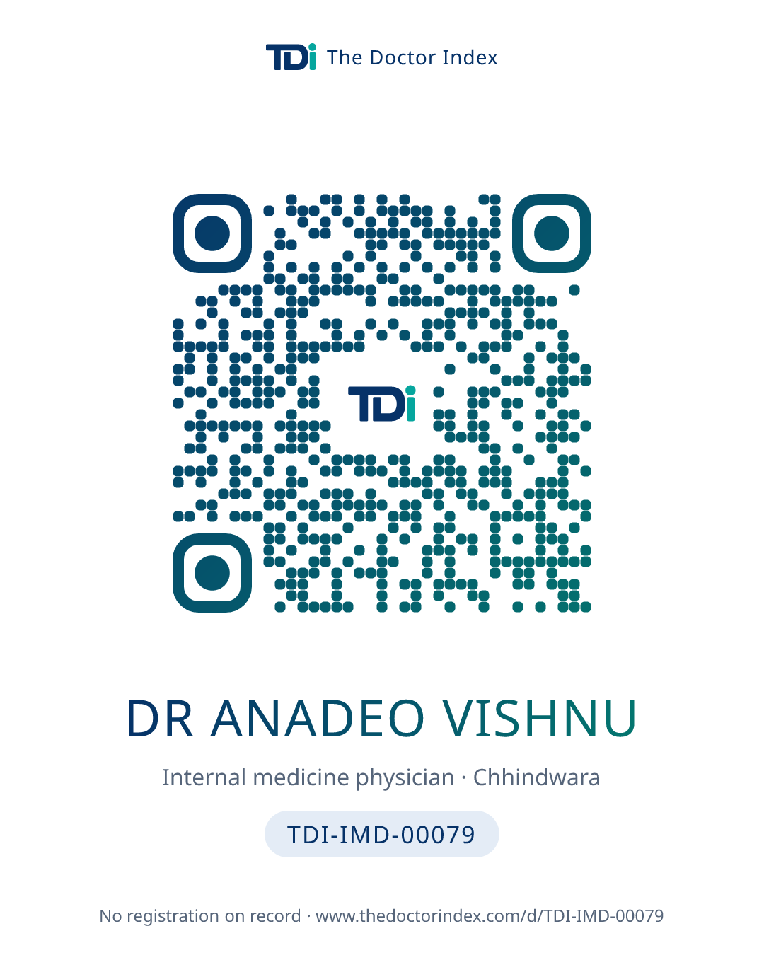 QR card for Dr Anadeo Vishnu, TDI-IMD-00079