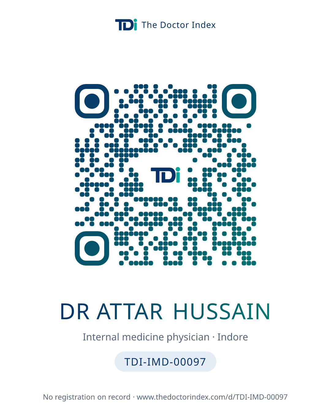 QR card for Dr Attar Hussain, TDI-IMD-00097