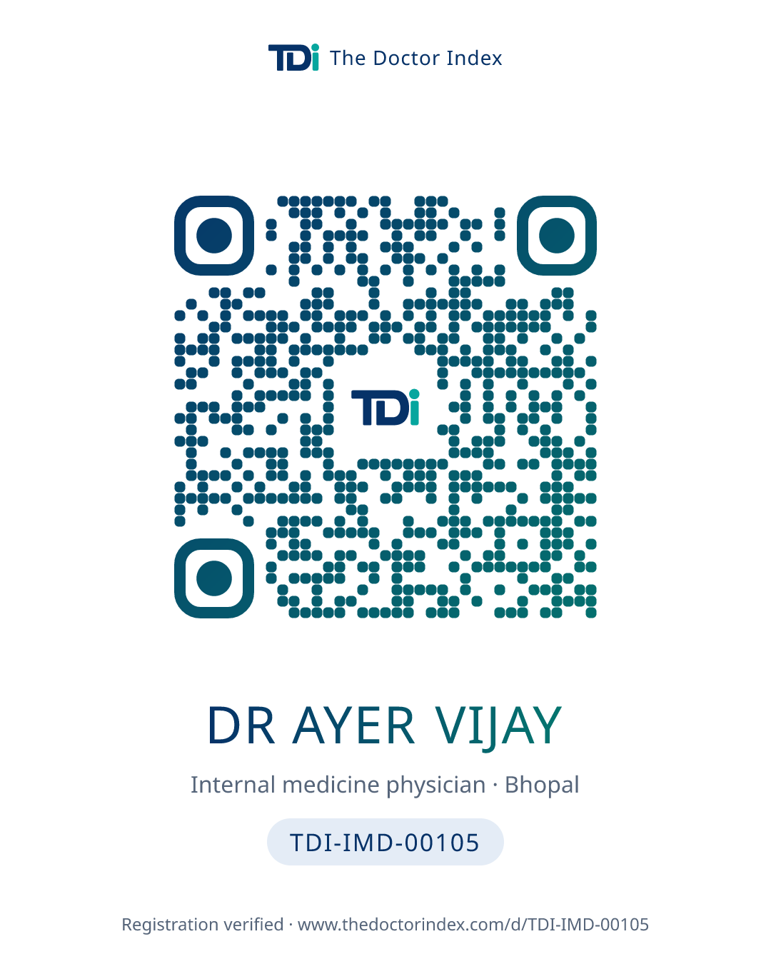 QR card for Dr Ayer Vijay, TDI-IMD-00105