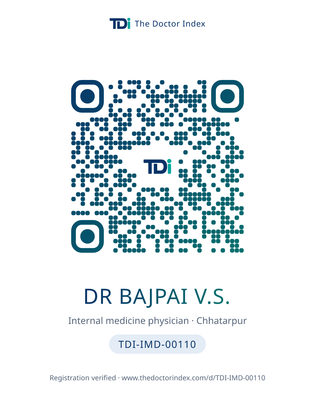 QR card for Dr Bajpai V.S., TDI-IMD-00110