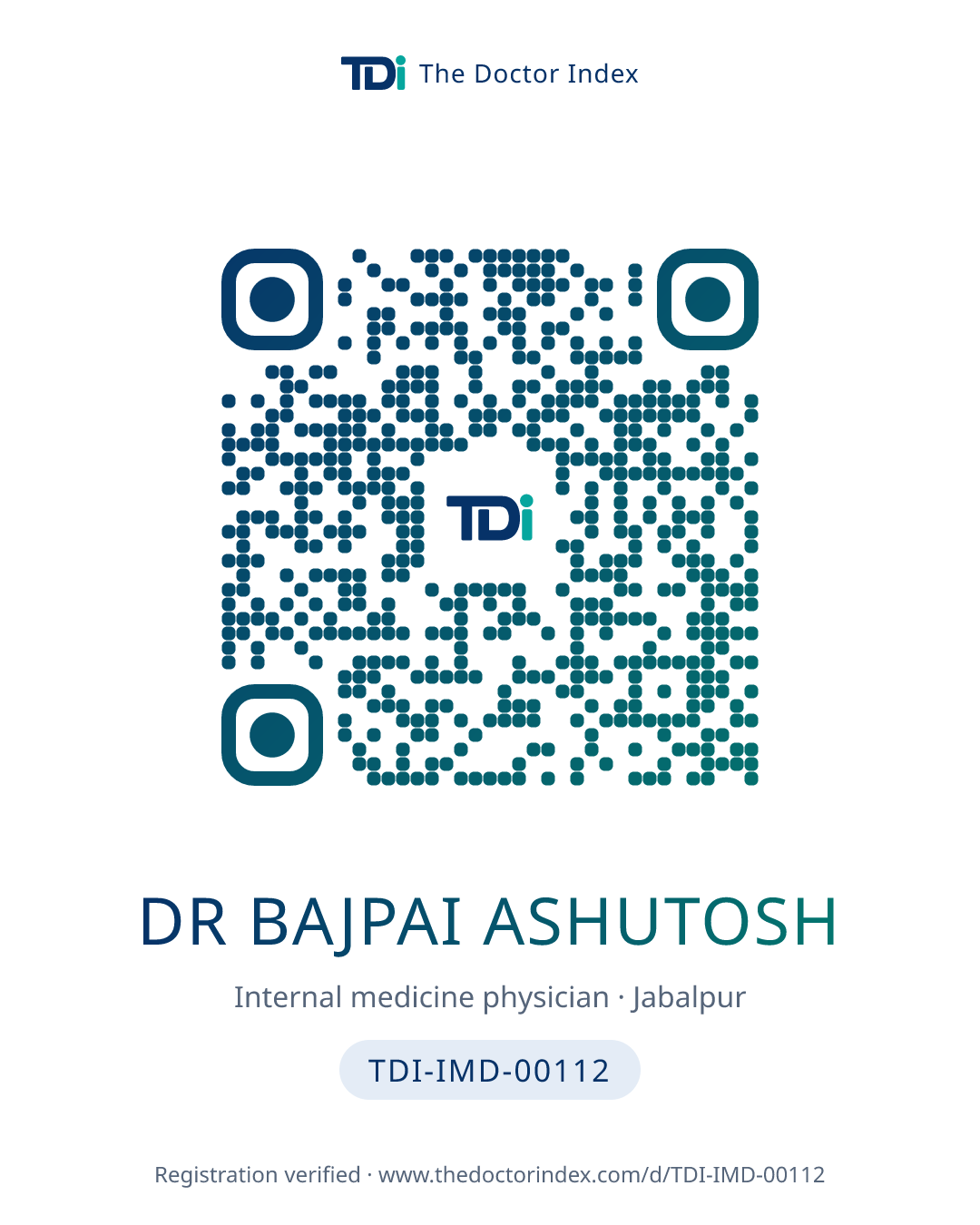 QR card for Dr Bajpai Ashutosh, TDI-IMD-00112