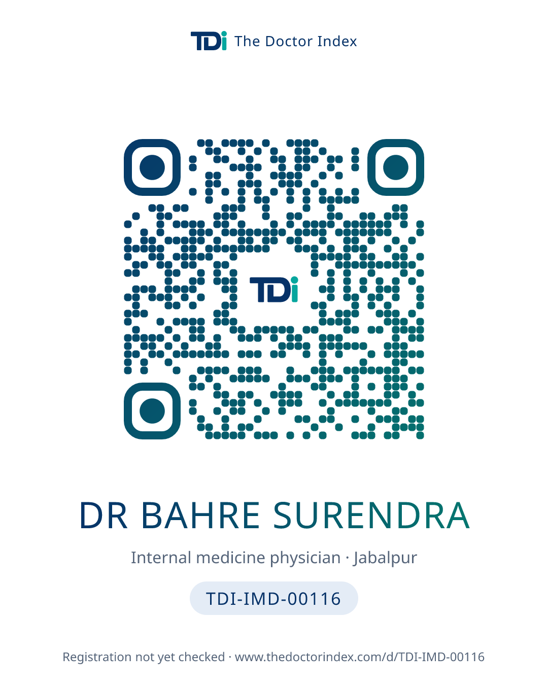 QR card for Dr Bahre Surendra, TDI-IMD-00116