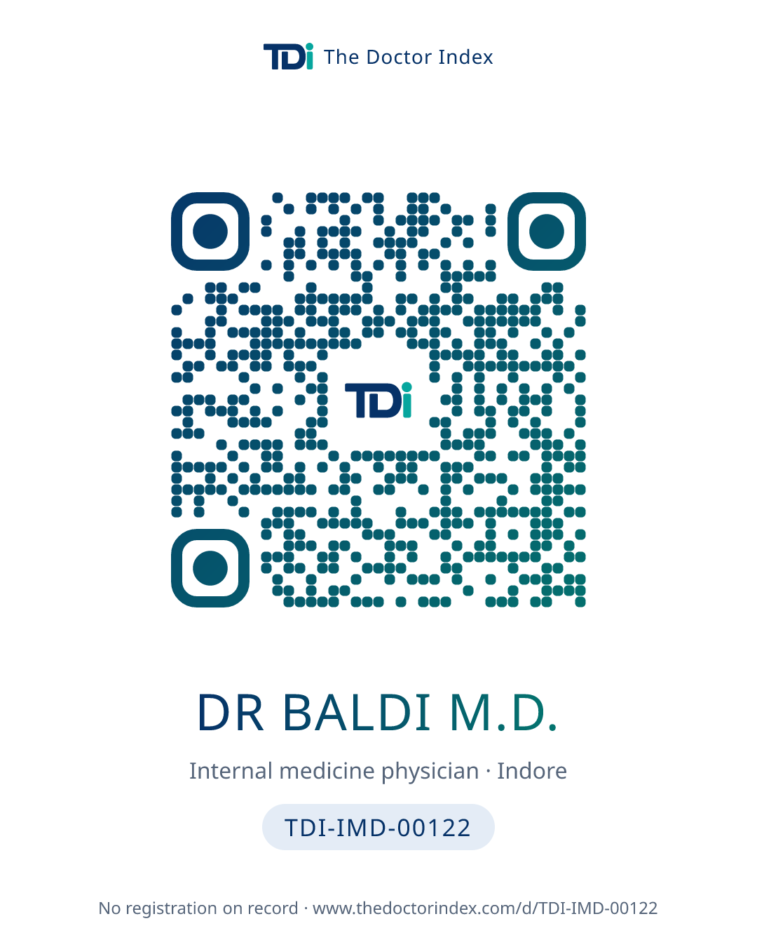 QR card for Dr Baldi M.D., TDI-IMD-00122