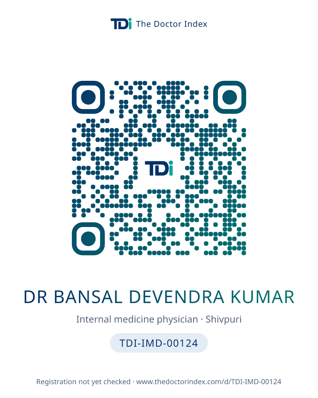 QR card for Dr Bansal Devendra Kumar, TDI-IMD-00124