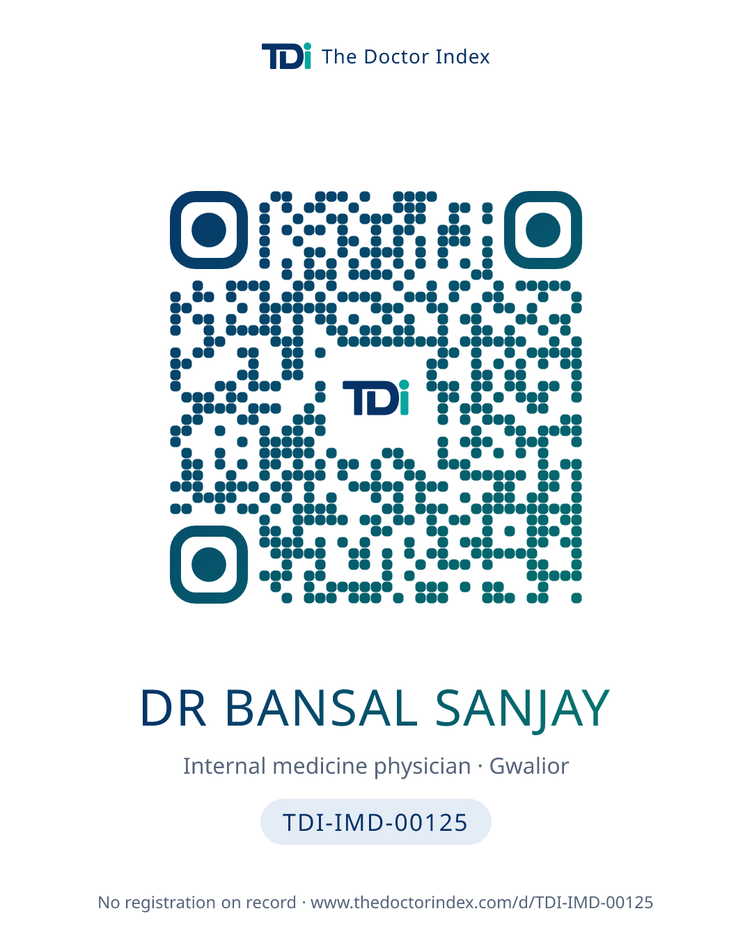 QR card for Dr Bansal Sanjay, TDI-IMD-00125