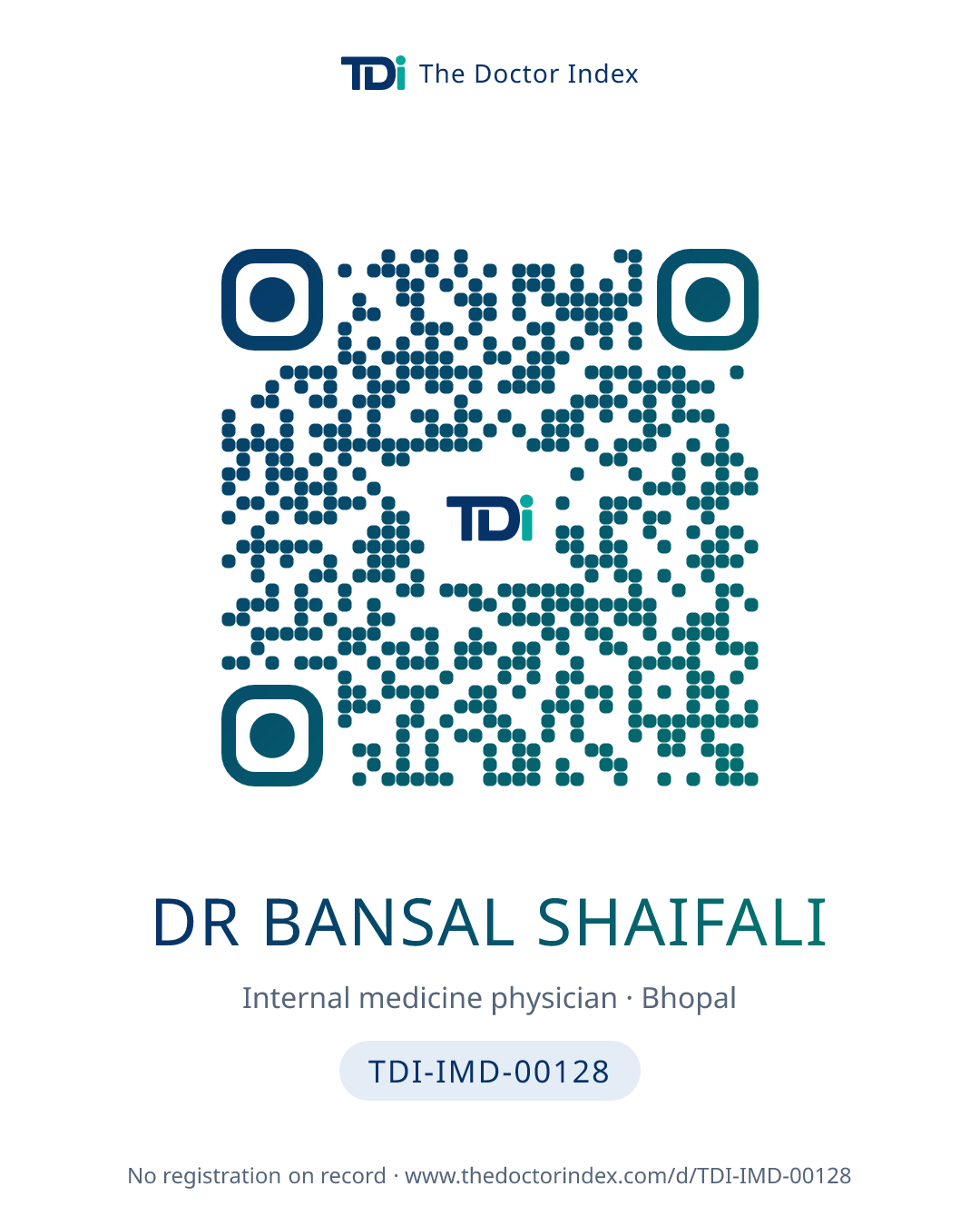 QR card for Dr Bansal Shaifali, TDI-IMD-00128