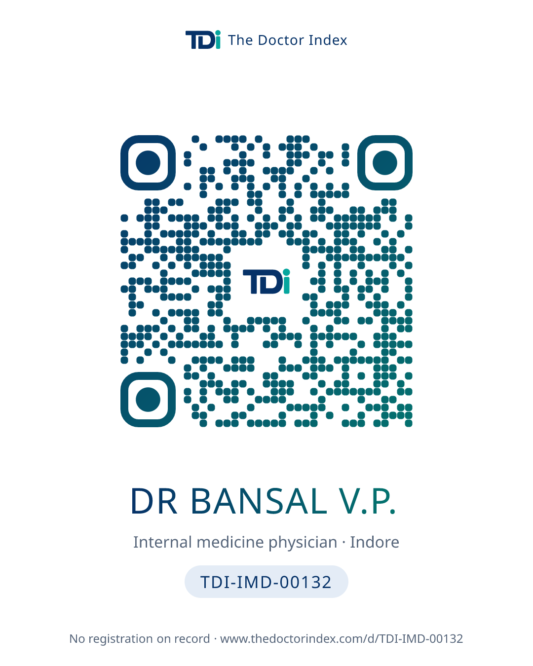QR card for Dr Bansal V.P., TDI-IMD-00132