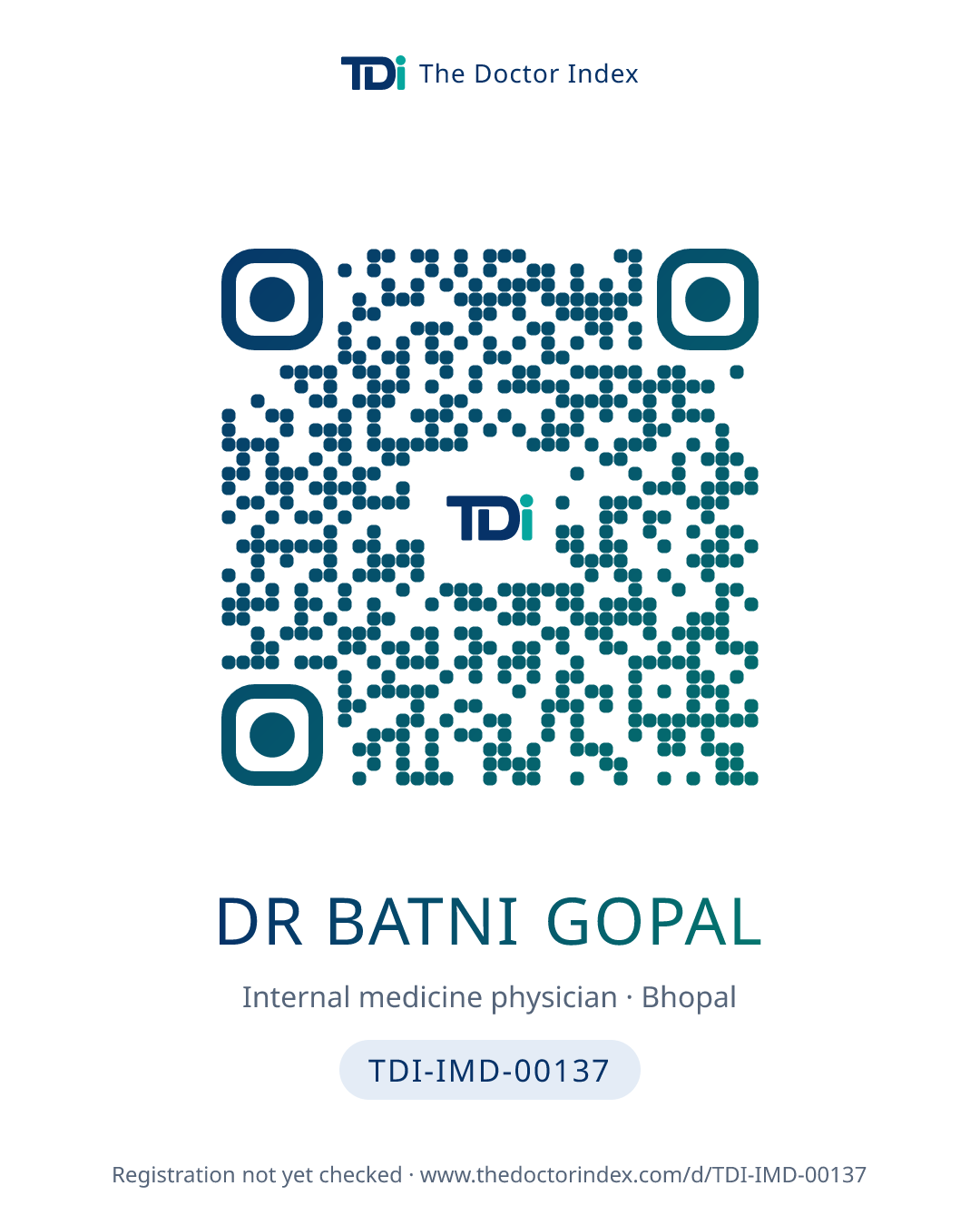 QR card for Dr Batni Gopal, TDI-IMD-00137
