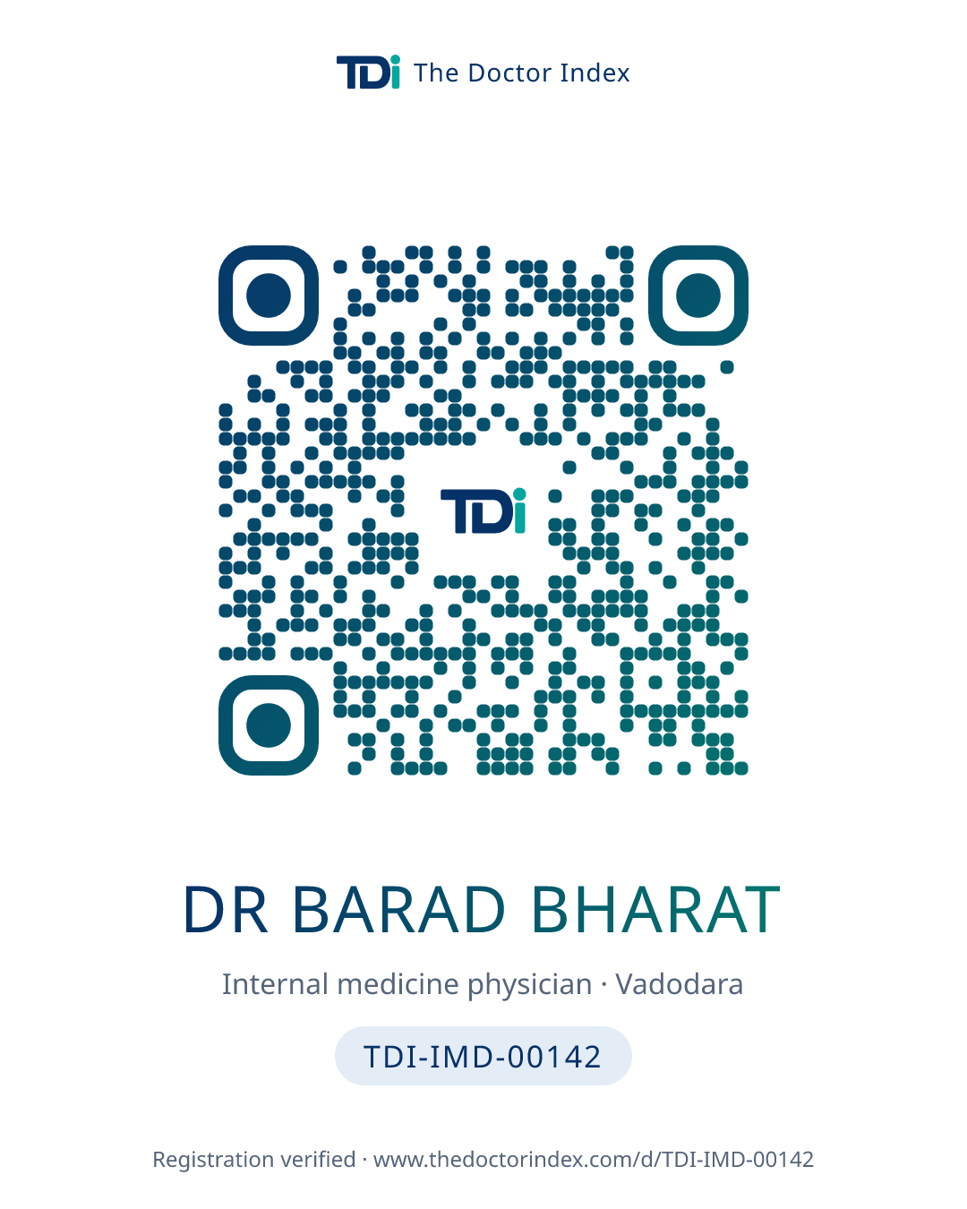 QR card for Dr Barad Bharat, TDI-IMD-00142