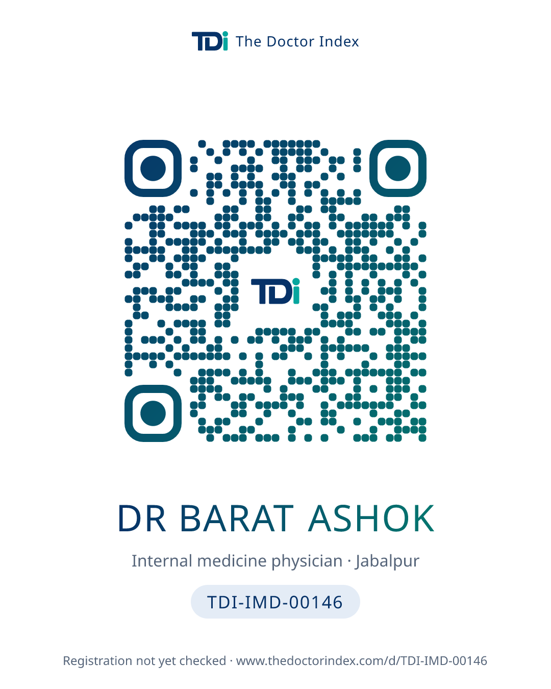QR card for Dr Barat Ashok, TDI-IMD-00146