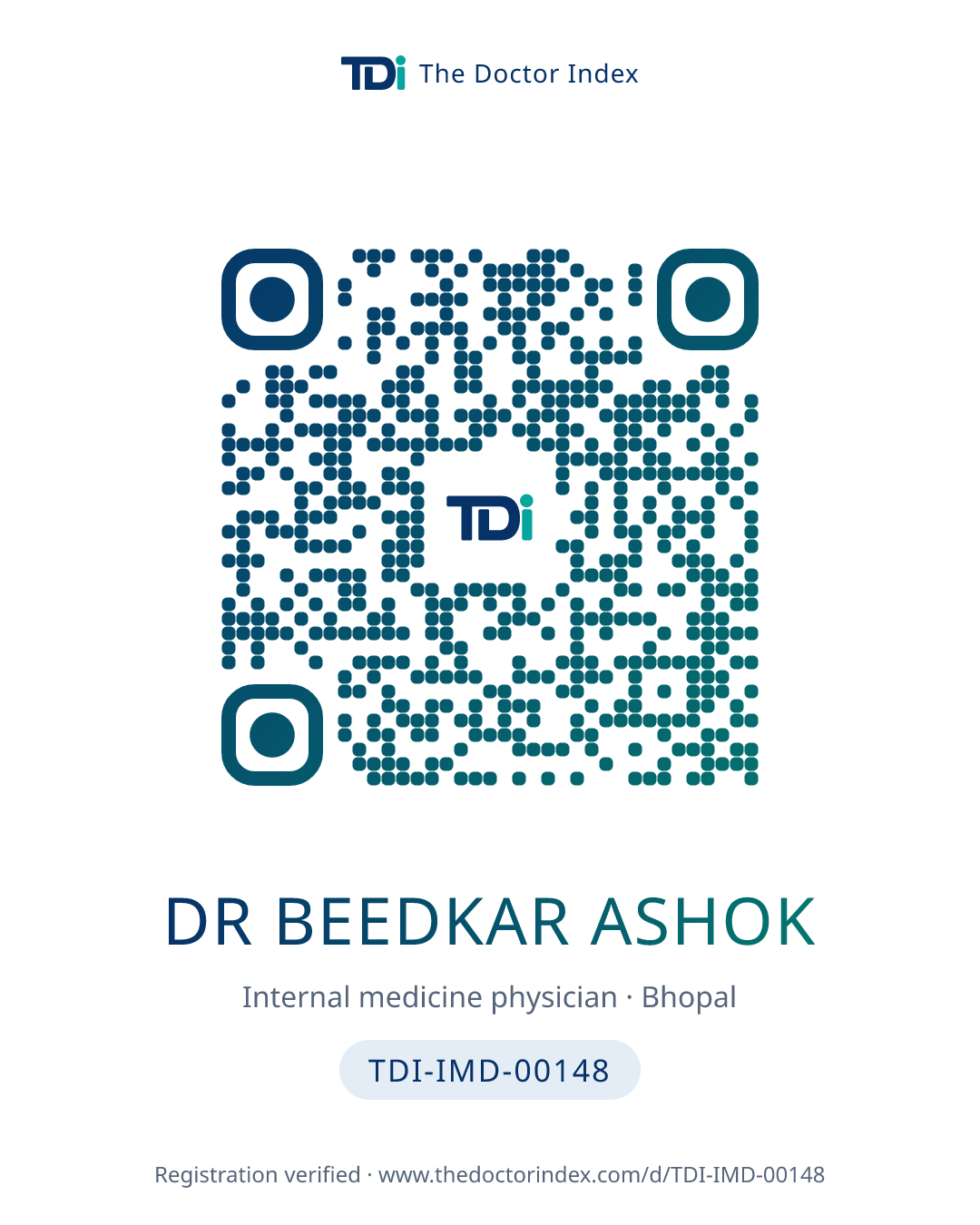 QR card for Dr Beedkar Ashok, TDI-IMD-00148