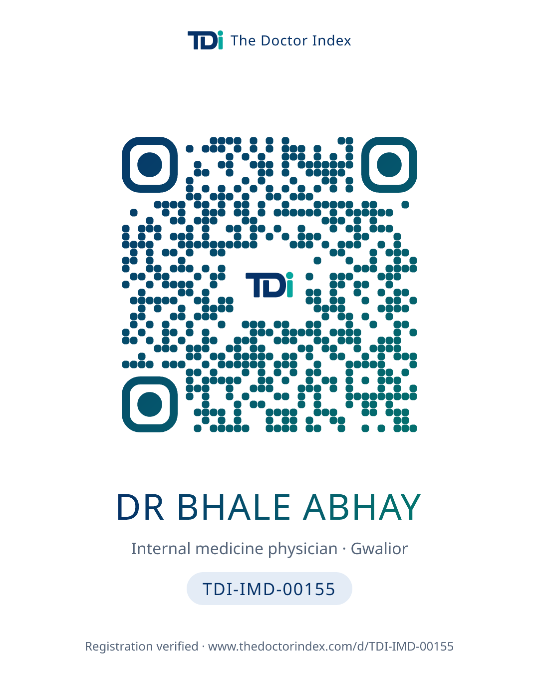 QR card for Dr Bhale Abhay, TDI-IMD-00155