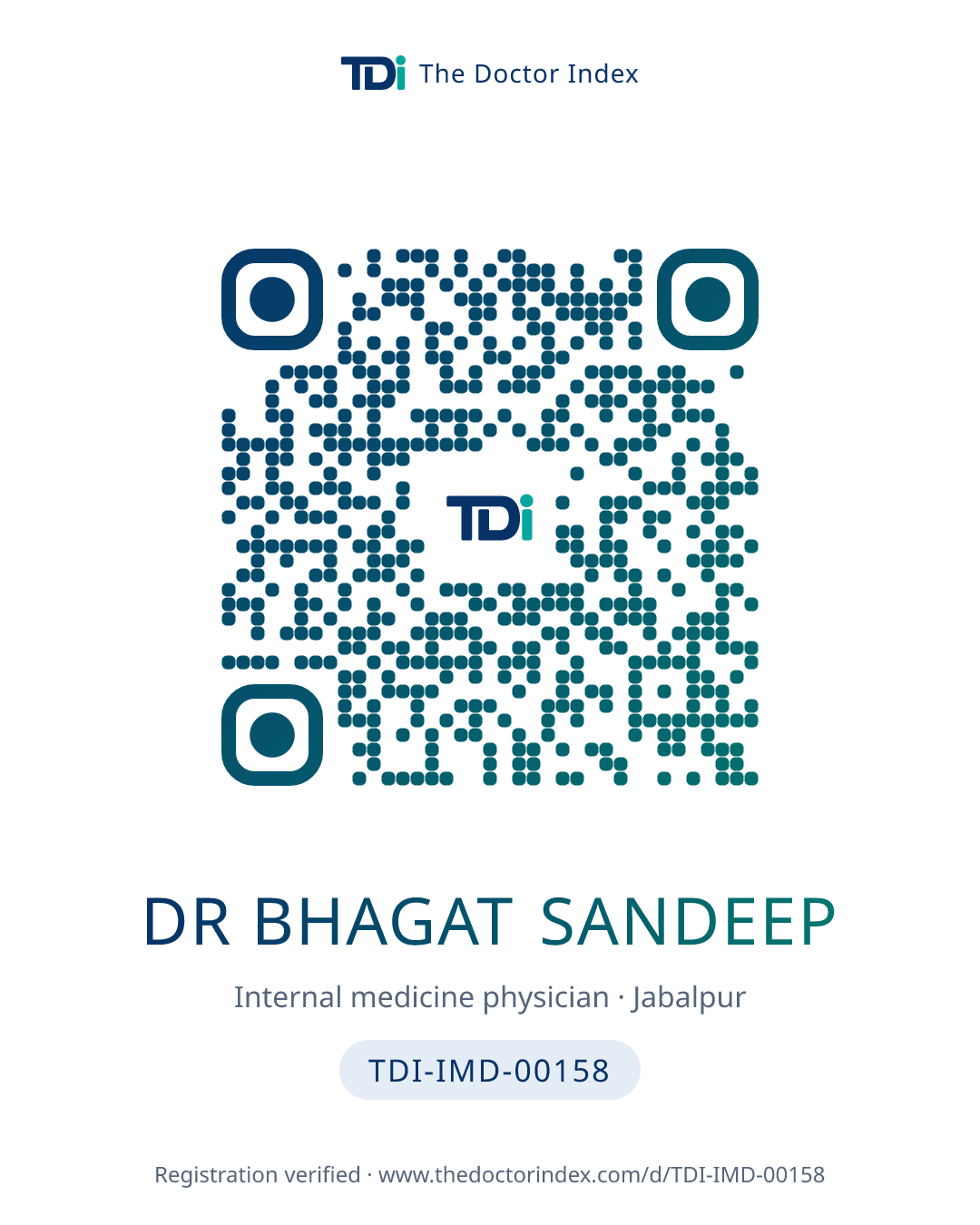 QR card for Dr Bhagat Sandeep, TDI-IMD-00158