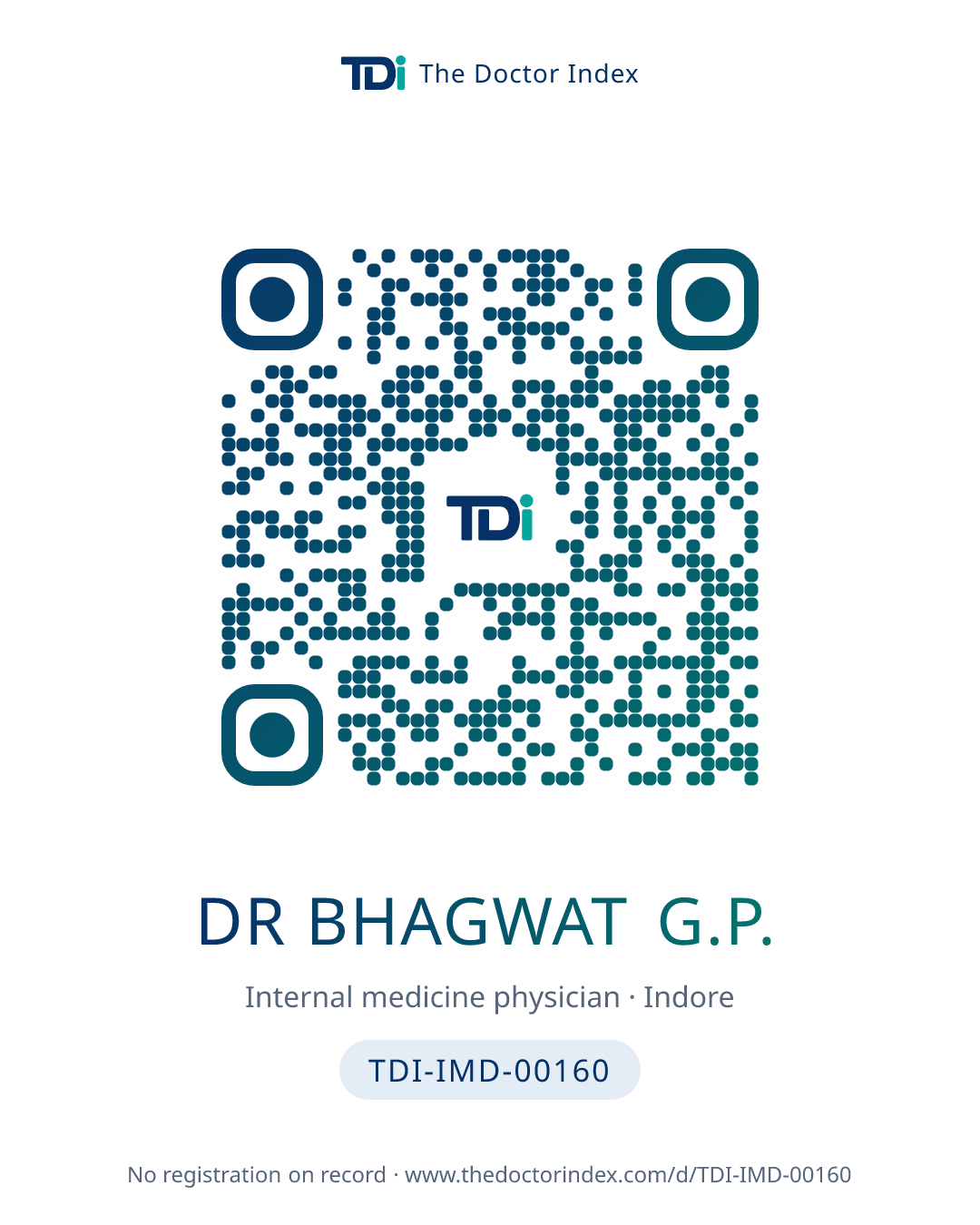 QR card for Dr Bhagwat G.P., TDI-IMD-00160