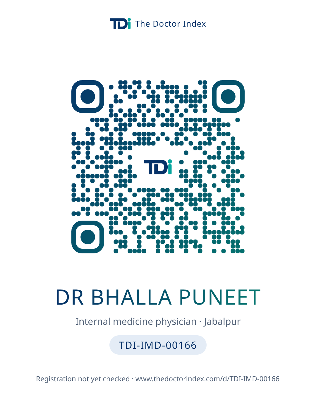 QR card for Dr Bhalla Puneet, TDI-IMD-00166