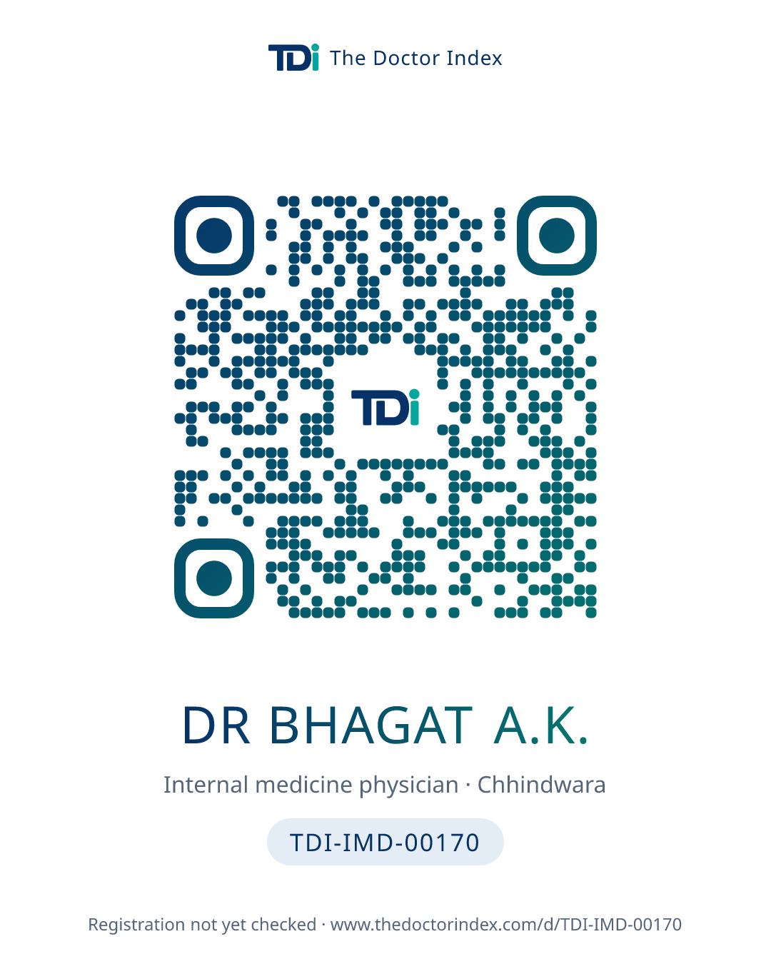 QR card for Dr Bhagat A.K., TDI-IMD-00170