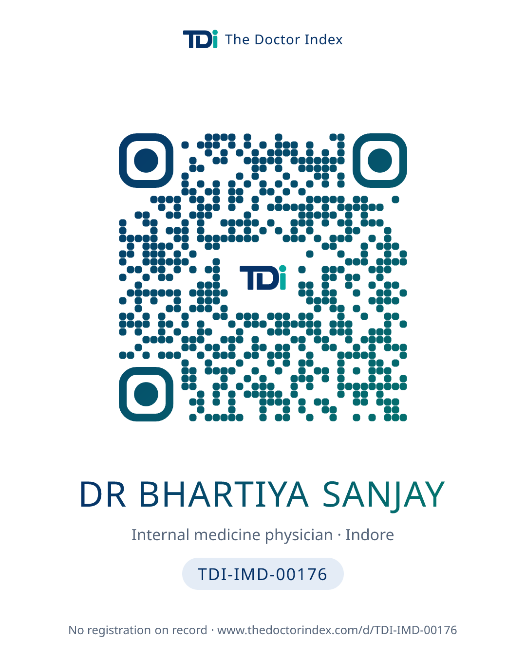 QR card for Dr Bhartiya Sanjay, TDI-IMD-00176