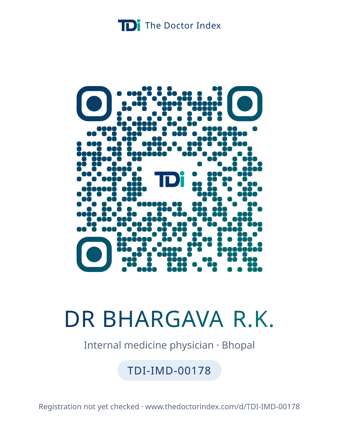 QR card for Dr Bhargava R.K., TDI-IMD-00178