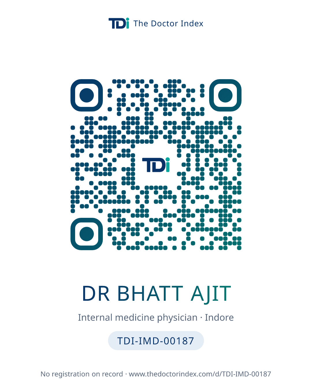 QR card for Dr Bhatt Ajit, TDI-IMD-00187