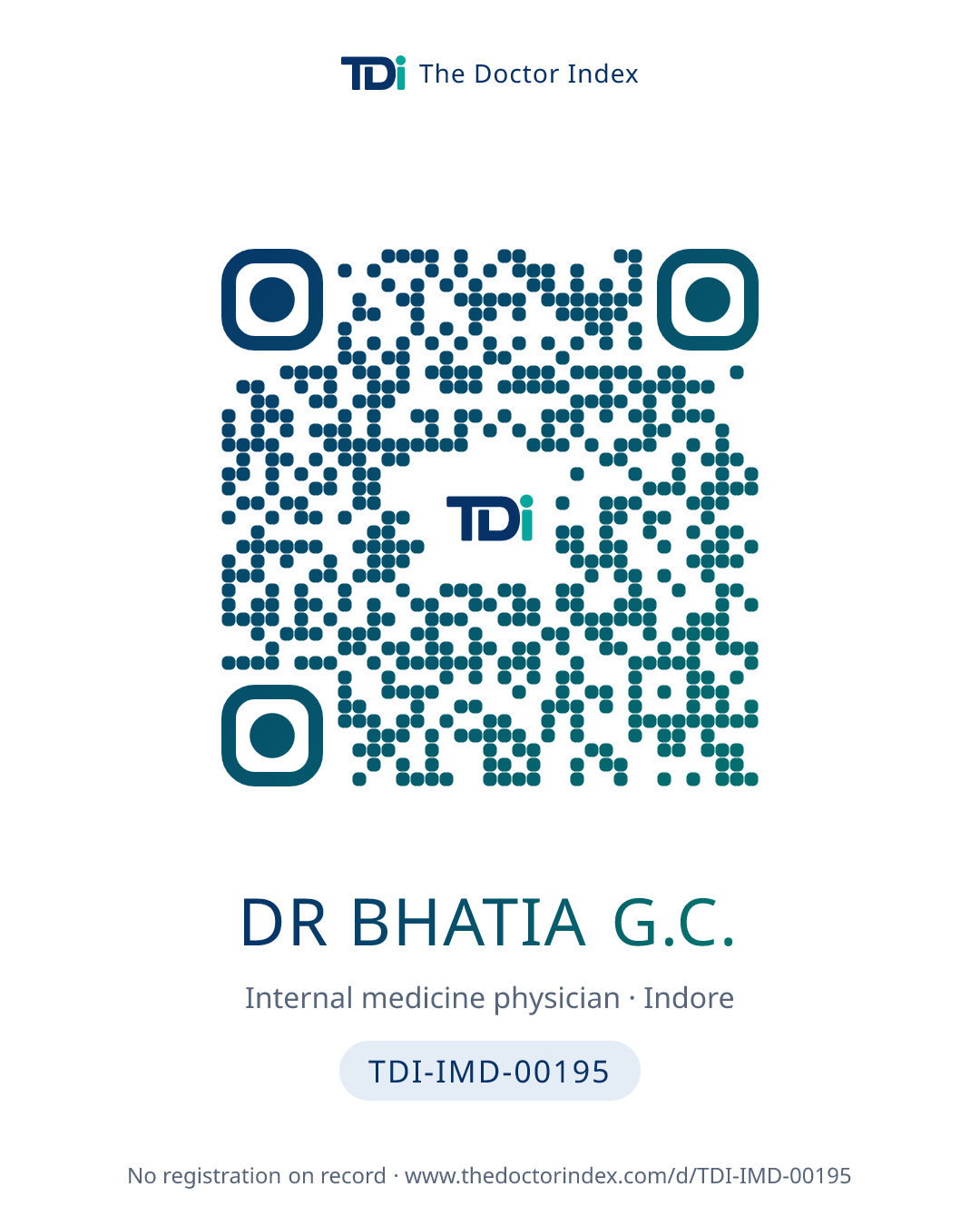 QR card for Dr Bhatia G.C., TDI-IMD-00195
