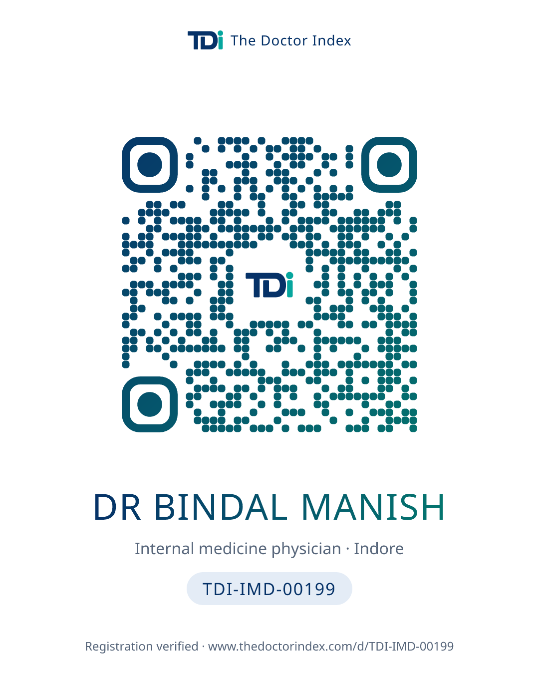 QR card for Dr Bindal Manish, TDI-IMD-00199