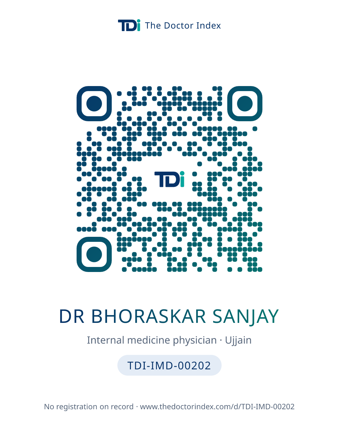 QR card for Dr Bhoraskar Sanjay, TDI-IMD-00202