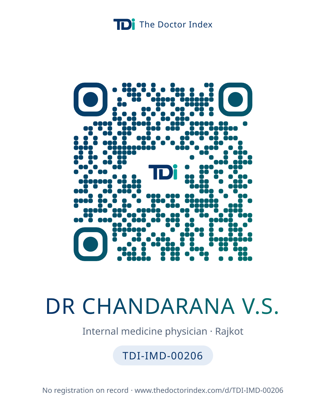QR card for Dr Chandarana V.S., TDI-IMD-00206
