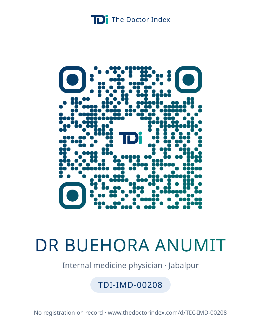 QR card for Dr Buehora Anumit, TDI-IMD-00208