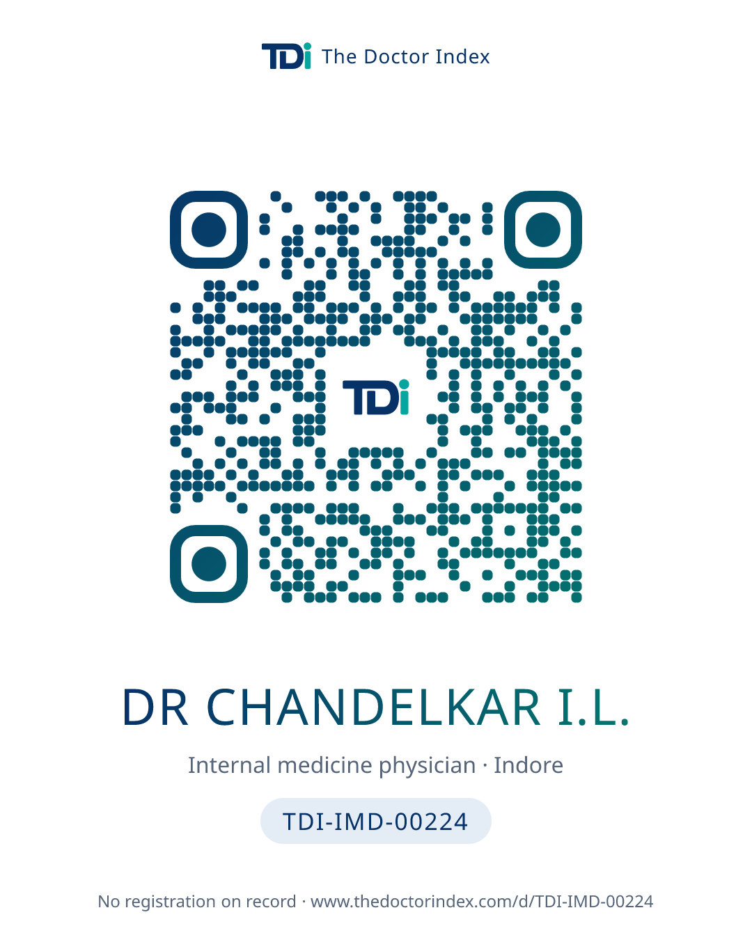 QR card for Dr Chandelkar I.L., TDI-IMD-00224
