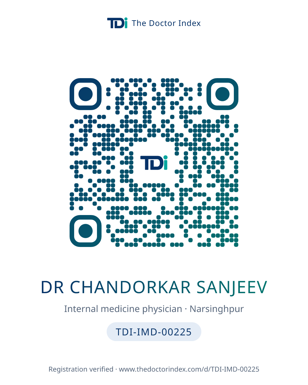 QR card for Dr Chandorkar Sanjeev, TDI-IMD-00225