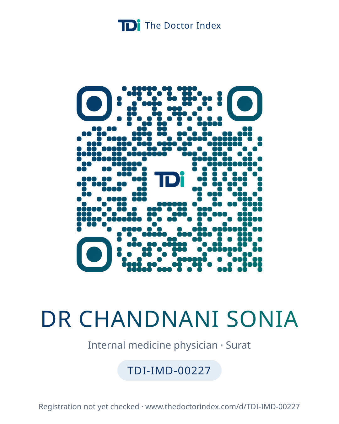 QR card for Dr Chandnani Sonia, TDI-IMD-00227