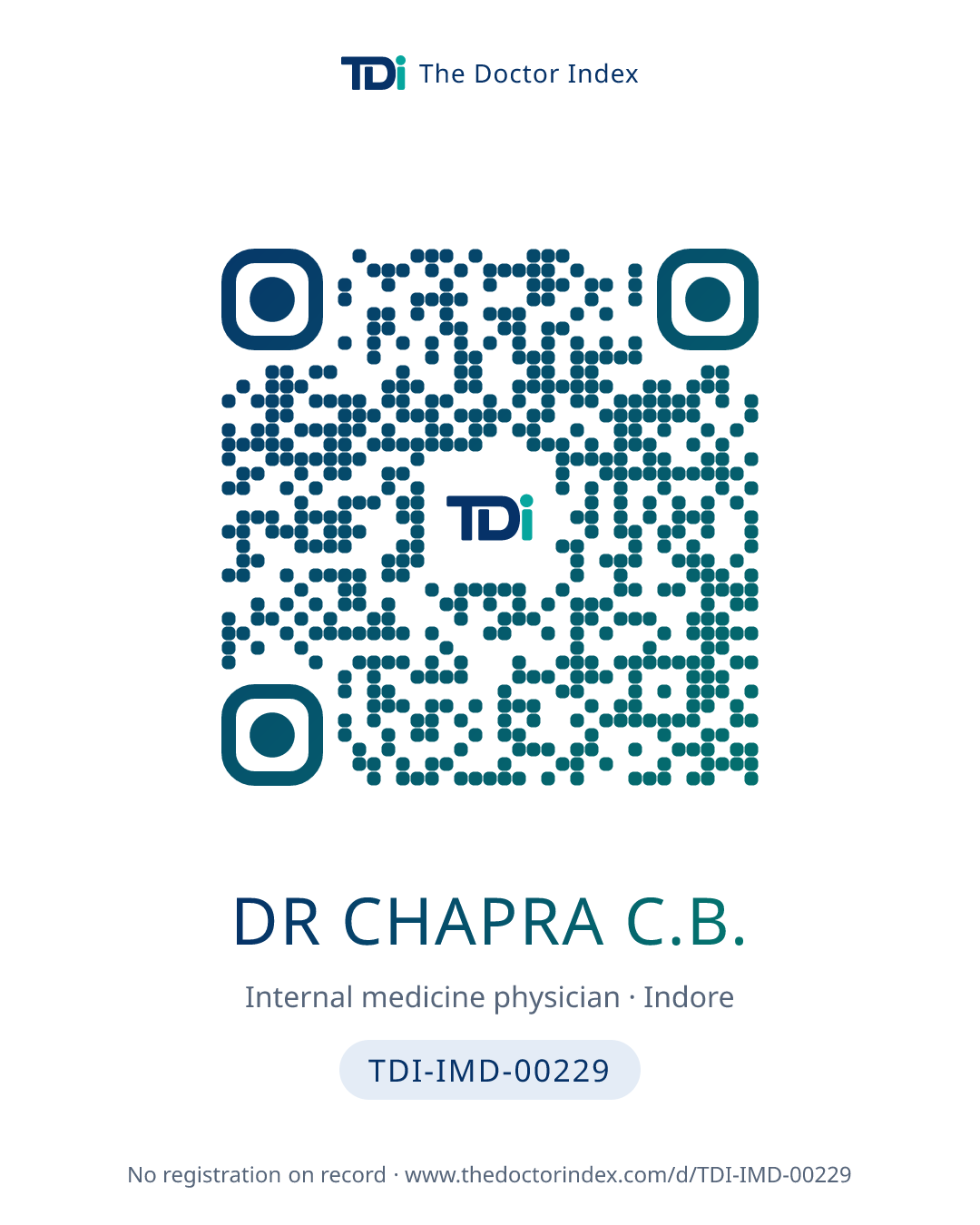 QR card for Dr Chapra C.B., TDI-IMD-00229