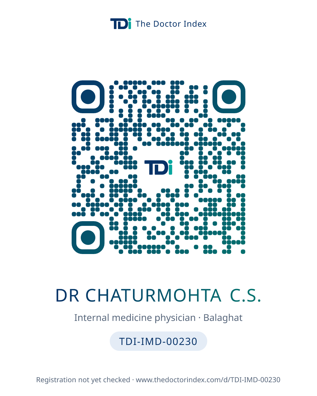 QR card for Dr Chaturmohta C.S., TDI-IMD-00230