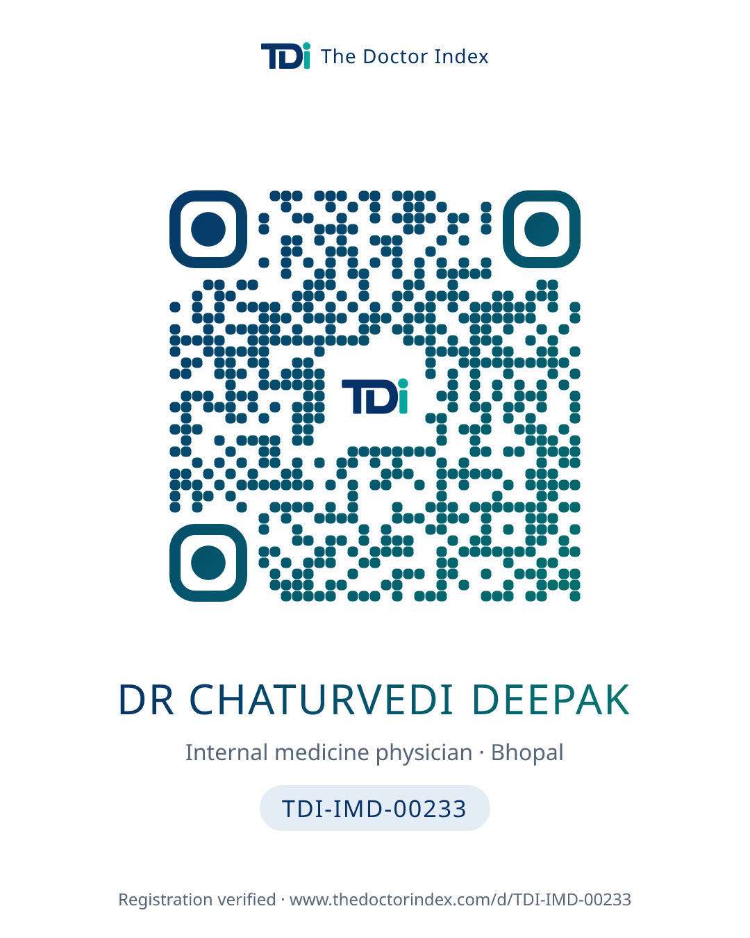 QR card for Dr Chaturvedi Deepak, TDI-IMD-00233