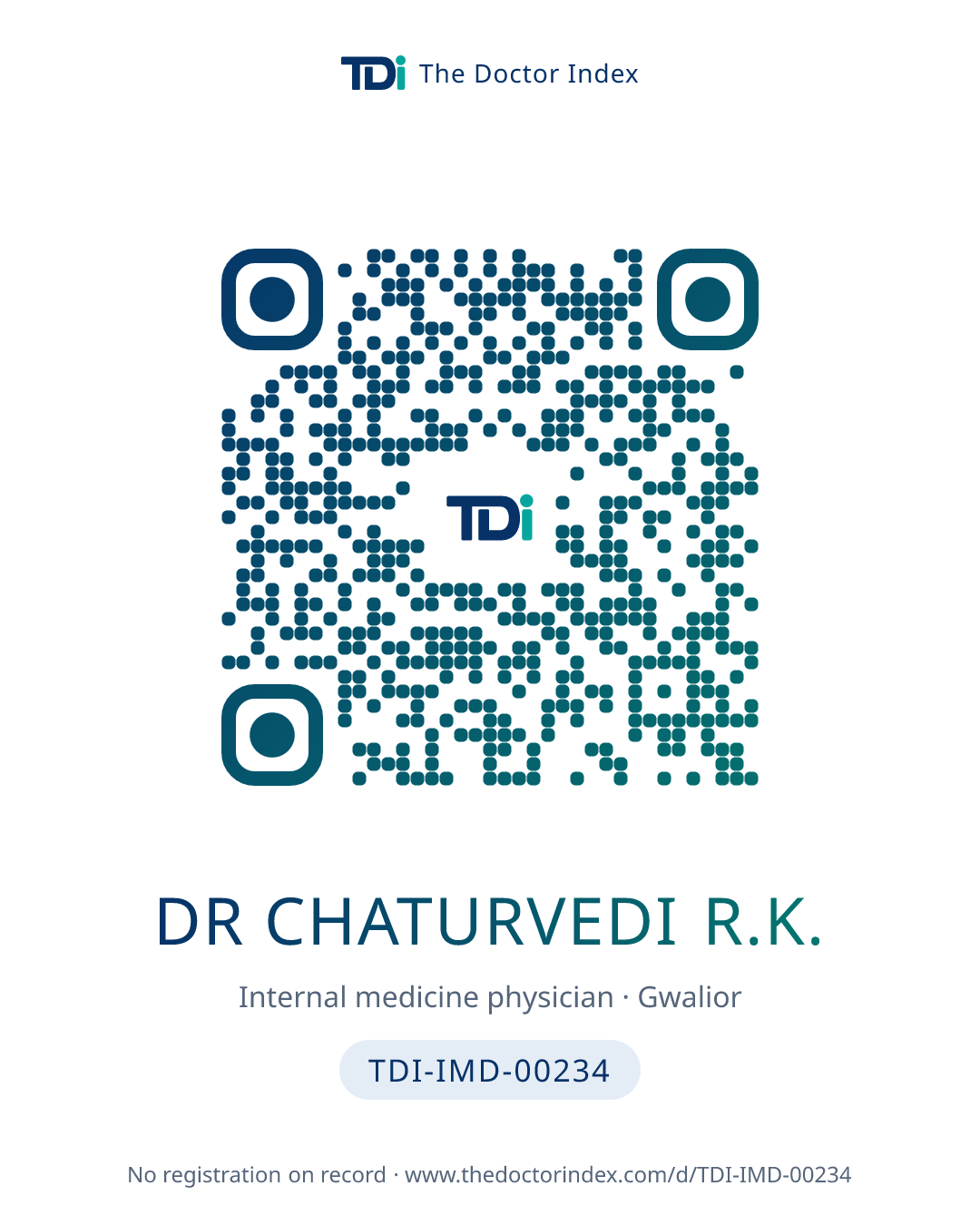 QR card for Dr Chaturvedi R.K., TDI-IMD-00234