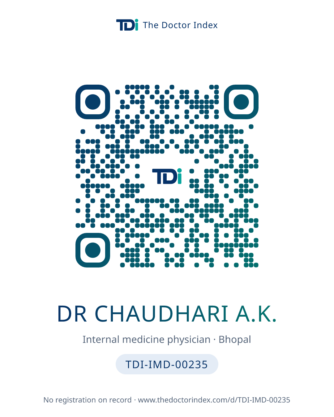 QR card for Dr Chaudhari A.K., TDI-IMD-00235