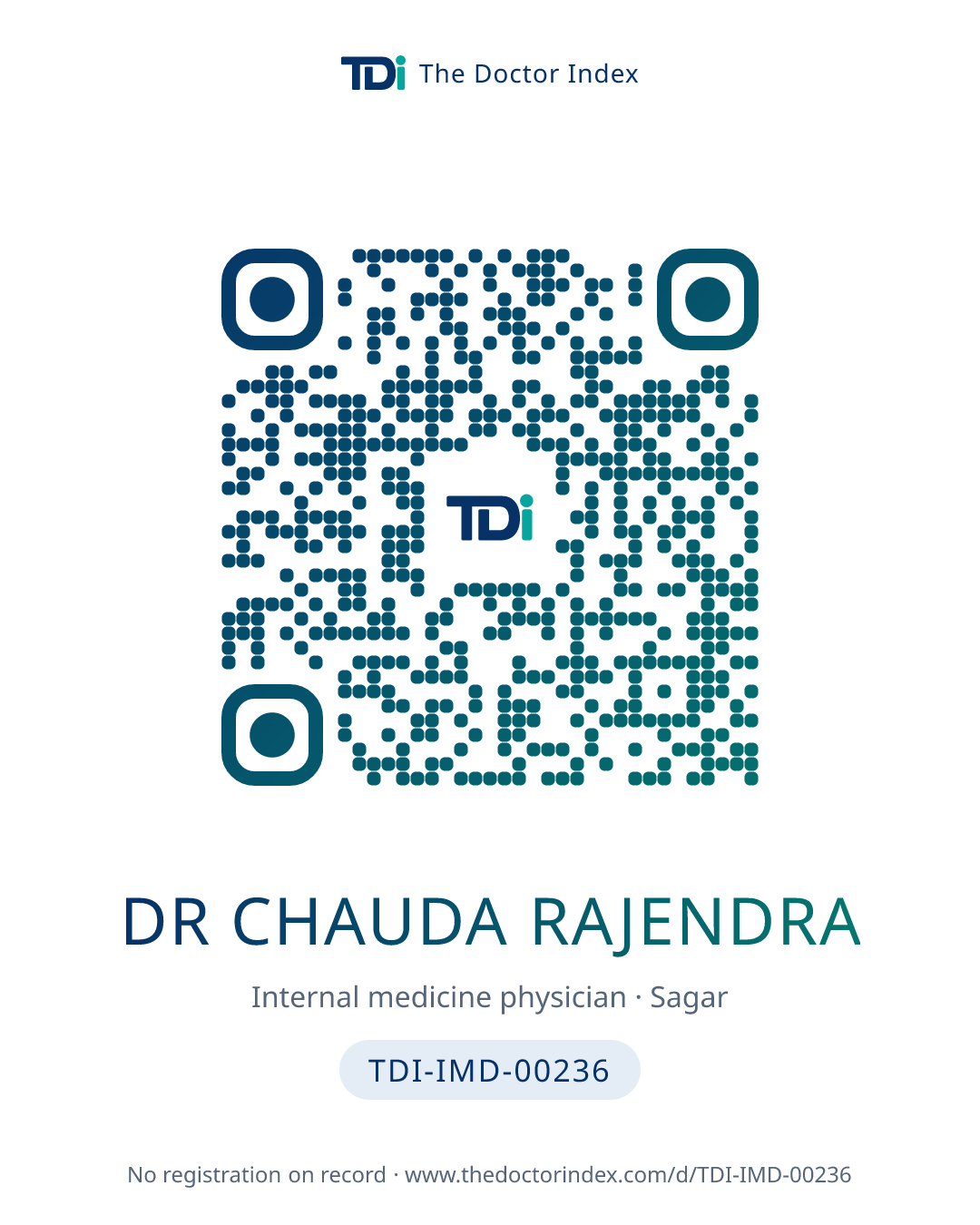 QR card for Dr Chauda Rajendra, TDI-IMD-00236
