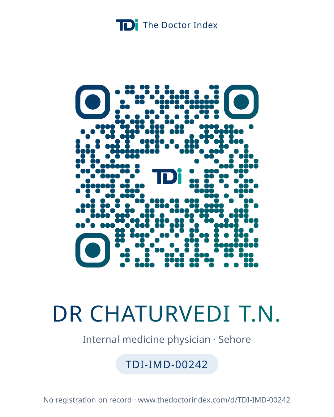 QR card for Dr Chaturvedi T.N., TDI-IMD-00242